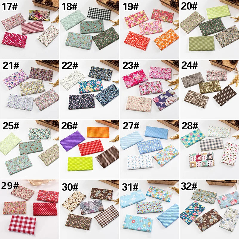 5Pcs/Set 25cmX25cm  Quilting Cloth Patchwork Needlework Handmade DIY Material