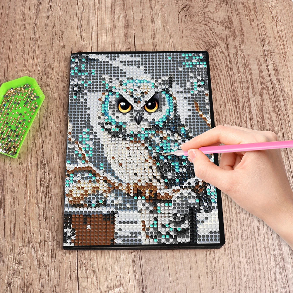 5D DIY Owl Diamond Art Painting Kit Crystal Notepad Sketchbook