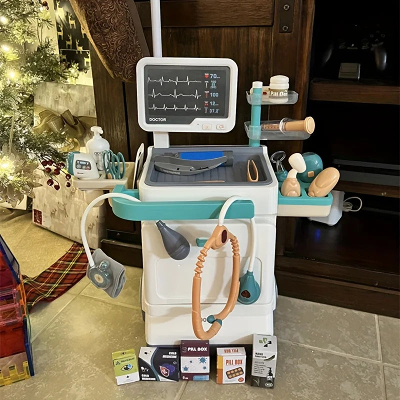Pretend Medical Station Toy Set With Play Stethoscope And Medical Equipment - Doctor Role Play Gift,