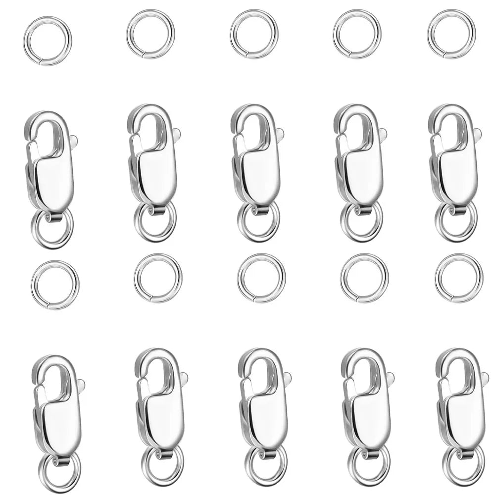 Stainless Steel Lobster Clasp with Closed Jump Rings