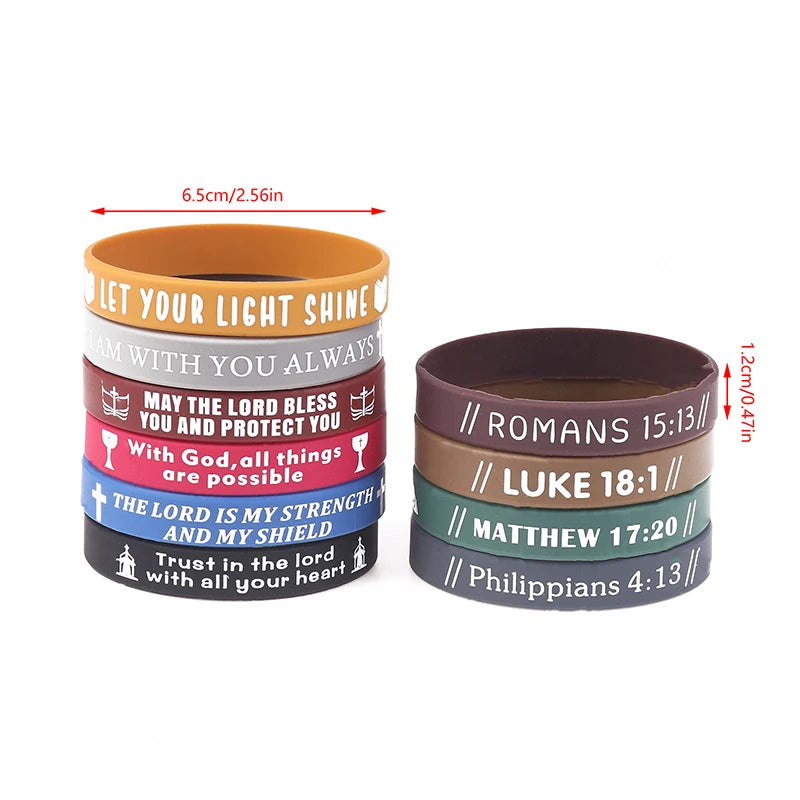 40pcs Inspirational Bible Verse Silicone Bracelets Faith-Based Wristbands
