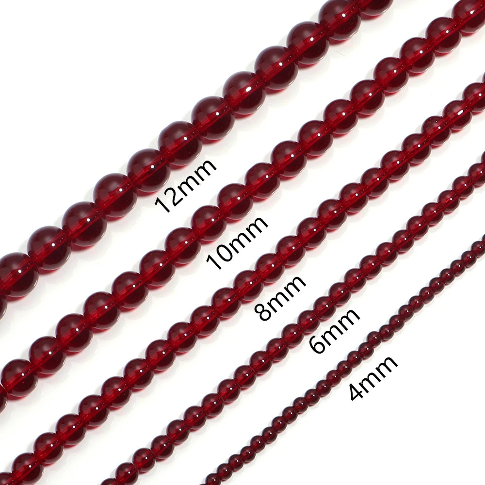 1Strand 4/6/8/10mm Red Garnet Color  Red Garnet  Loose Spacer Bead for Jewelry Making DIY Charms Bracelet Necklace Accessories