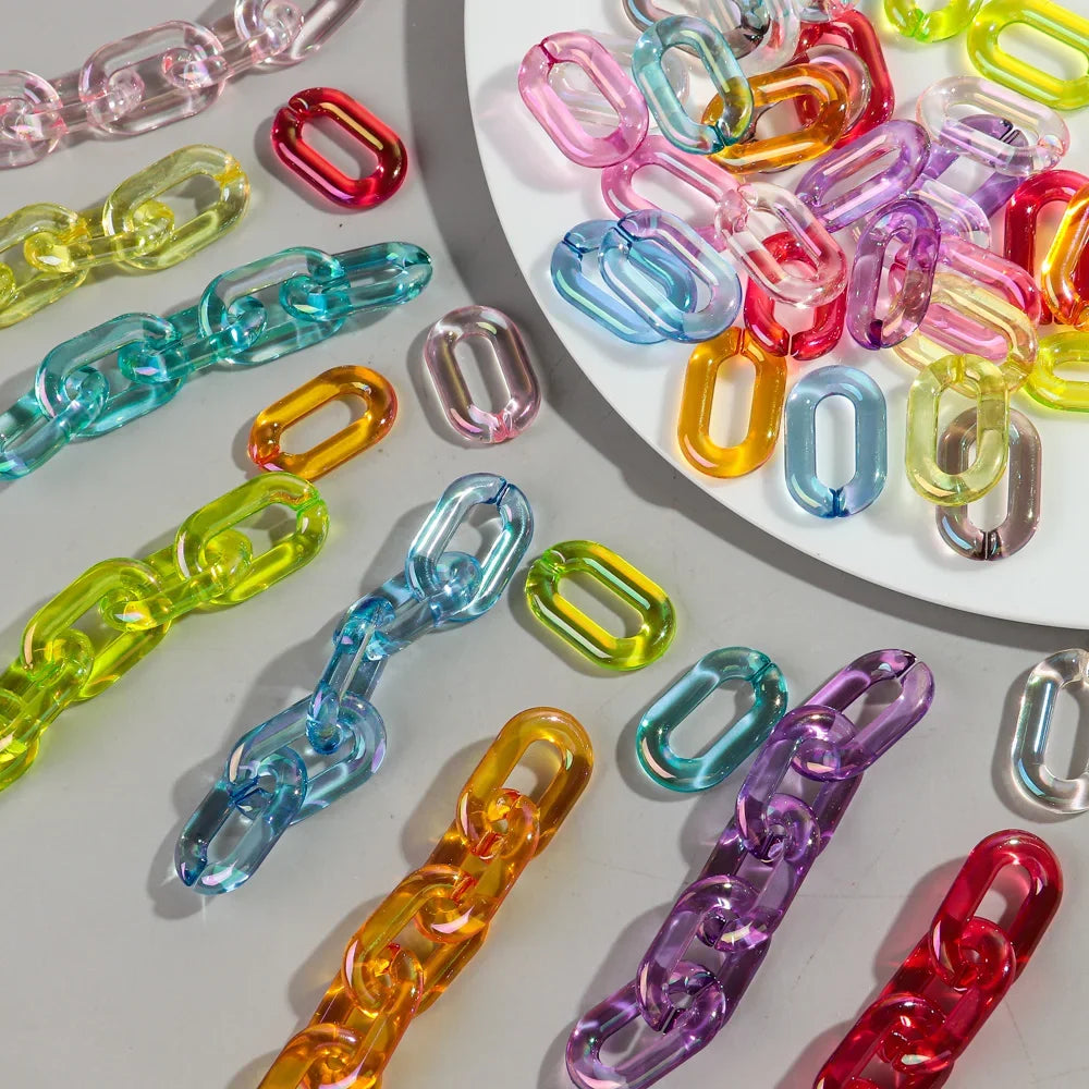 Colorful 20pc Transparent Oval LinkOval Link Chain Beads