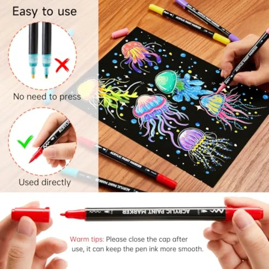 Paint Markers with Brush Tip and Fine Tip