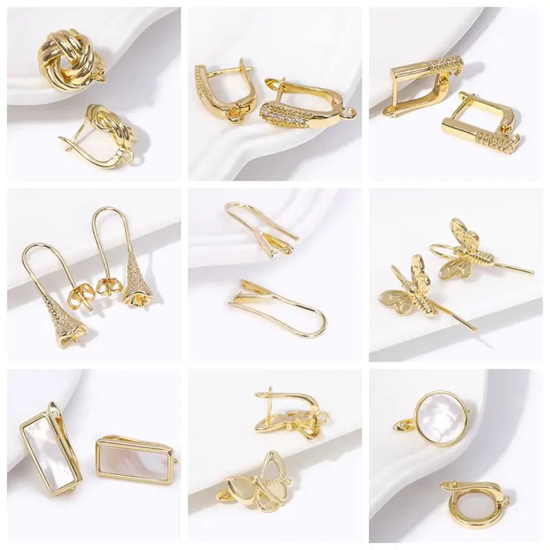 DIY Jewelry Accessories Inlaid Zircon Pearl Clasps Connectors 18K Gold Plated Pearl Clasps Fastener For Necklace Making Findings