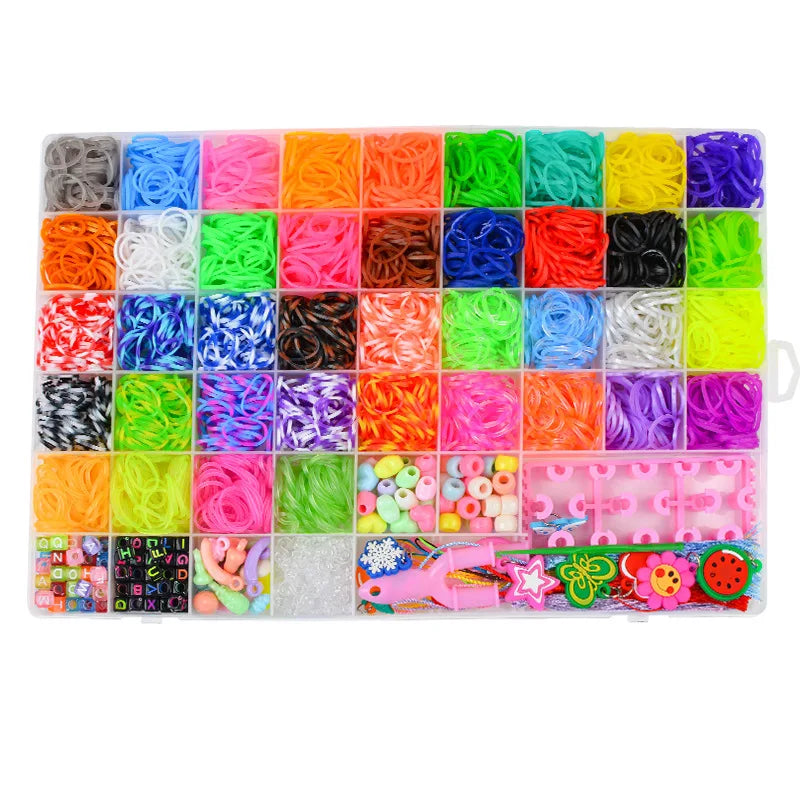 Colorful Loom Bands Set. Rainbow Bracelet Making Kit DIY Craft Toys