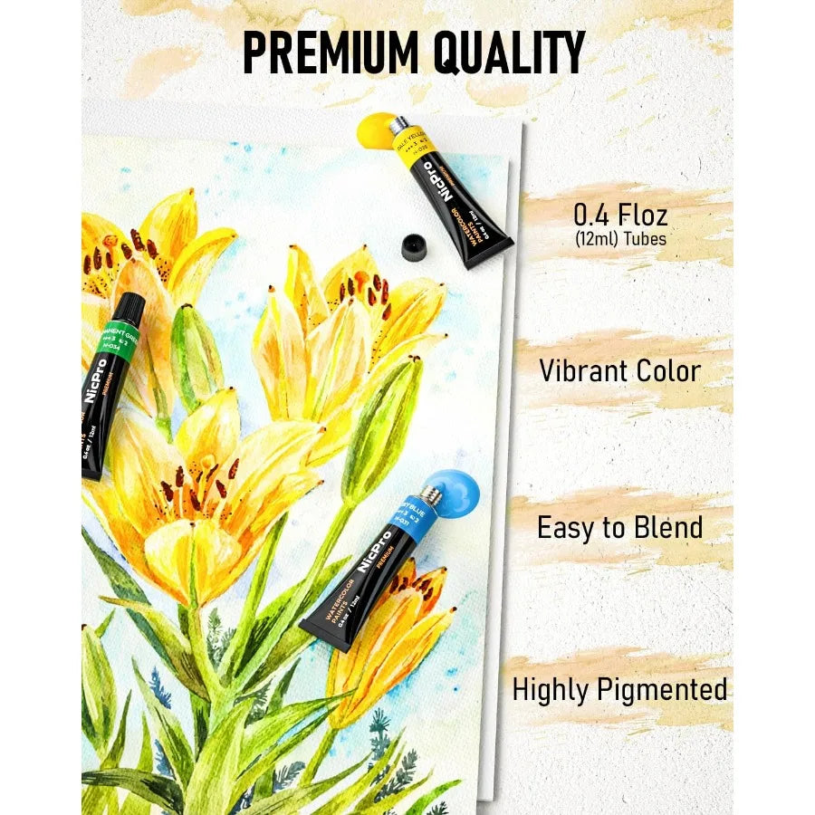78PCS Watercolor Paint Set for Adults Beginner Artists 36 Tubes