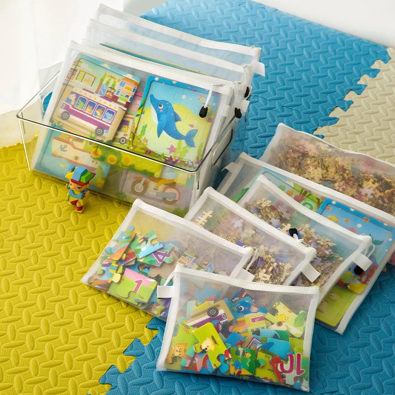Mesh Zipper Pouch Clear Document Bag Toy storage bag small toy