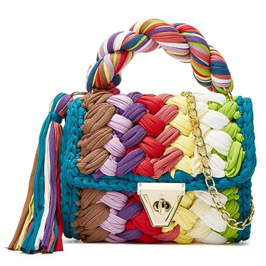 Chunky Yarn Knit Crochet Tote Purse Crossbody Bags for Women ,Clutch Flap ,Shoulder Bag.