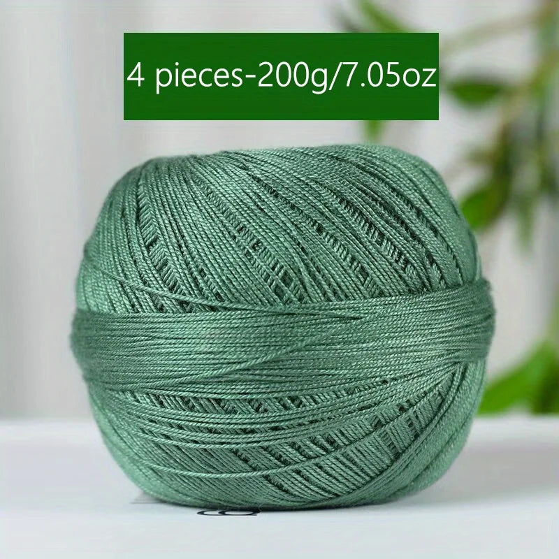1PC Premium Mercerized Silk Lace Yarn Bundle-Soft, Durable, Vibrant Colors for DIY Knit & Crochet