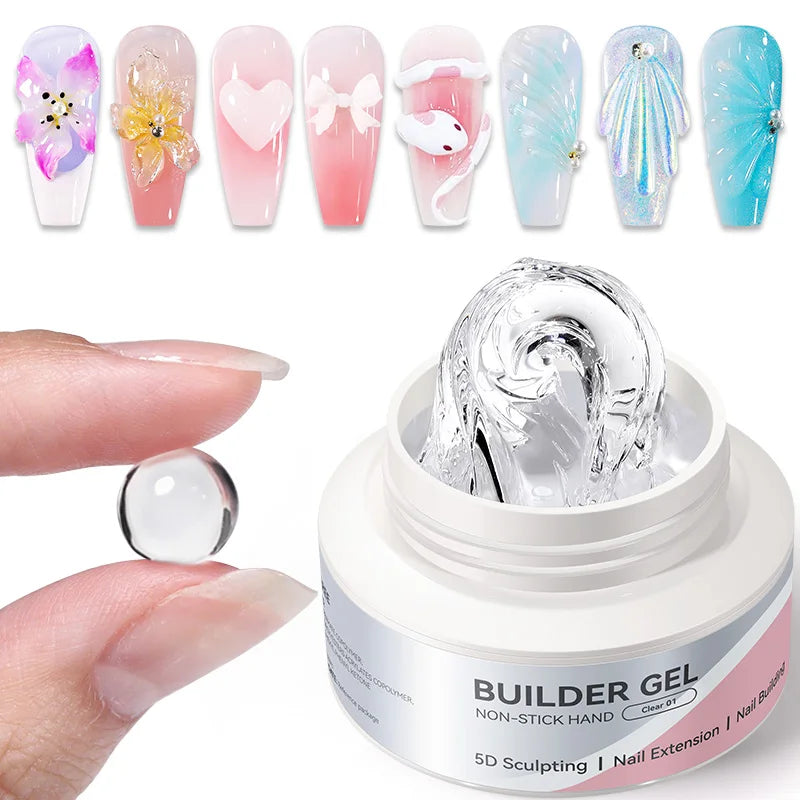 Clear Non-Stick Gel Nail Polish 5D Shaping/Sculpting/Carving Hard Gel DIY Nail Art at Home