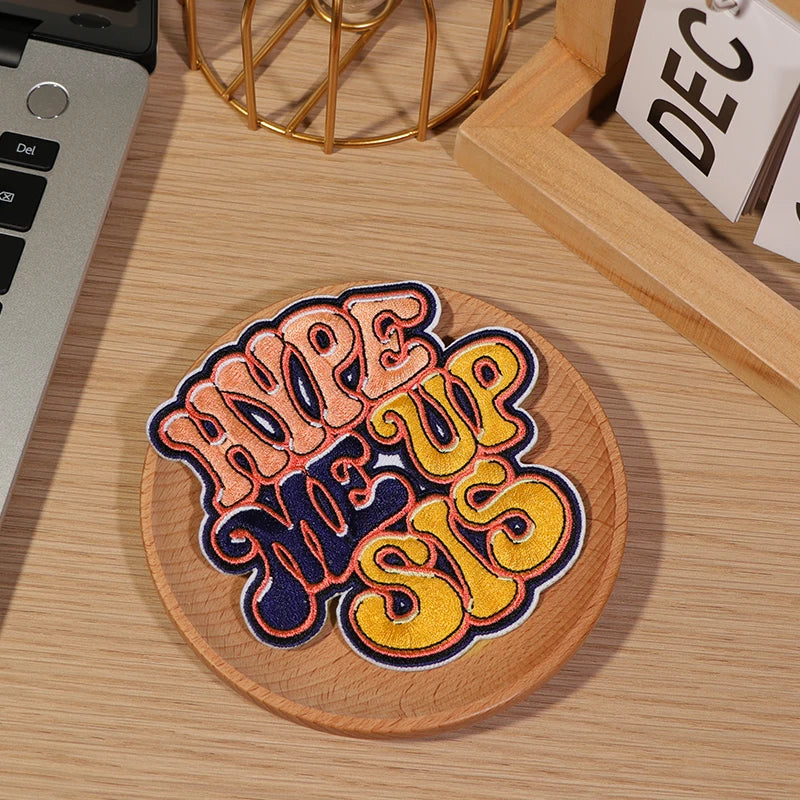 5Pcs Party Decor Patches, "Hype Me up Sis" Iron-On Embroidered Patches