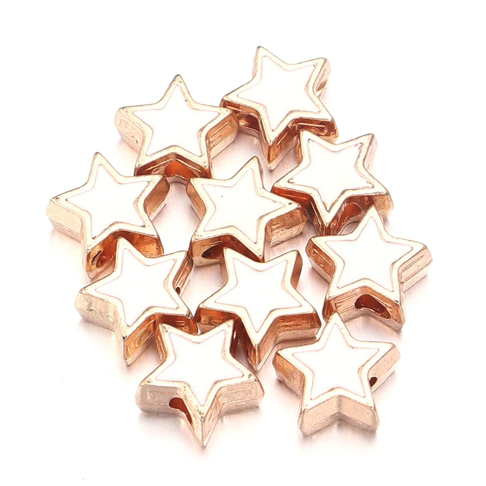 10pcs/Lot 8mm Alloy Double Sided Love Heart Enamel Beads for Jewelry Making Charms Loose Spacer Beads DIY Bracelet Necklace