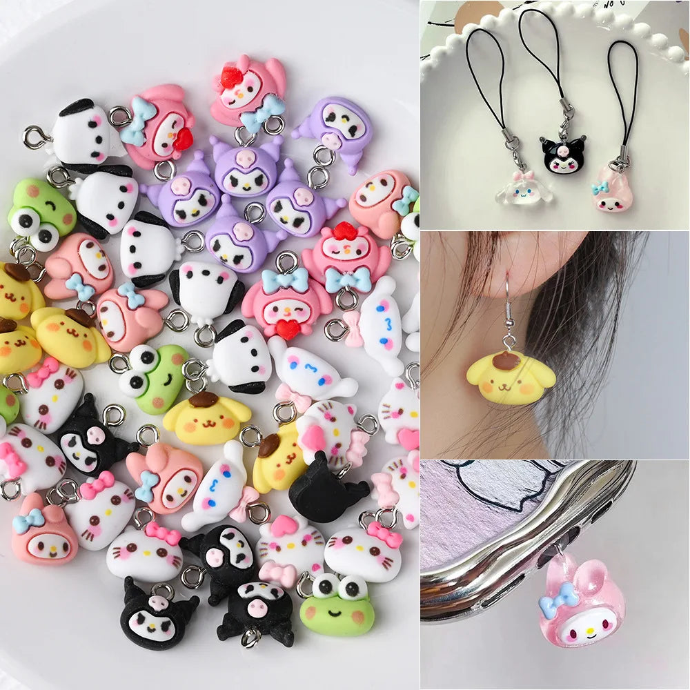 50pcs 3D Cartoon Charms DIY Craft Kit for Phone Case, Keychain