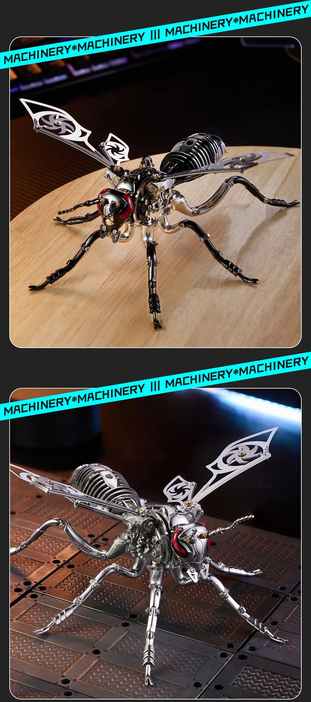 Large Wasp 3D Puzzle Metal Assembly Model Mechanical lnsect Toy for Boy Kids