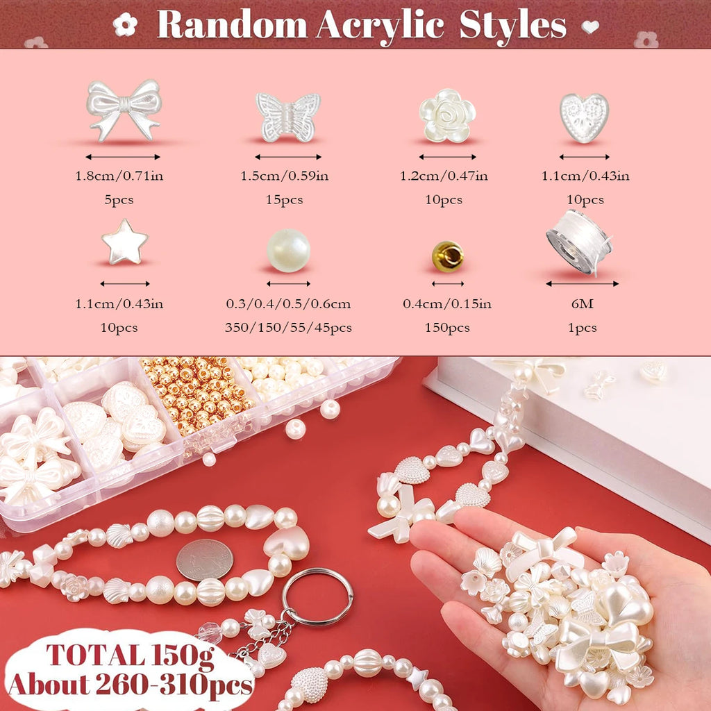 800pcs/box Faux Pearl Spacer Beads Kit