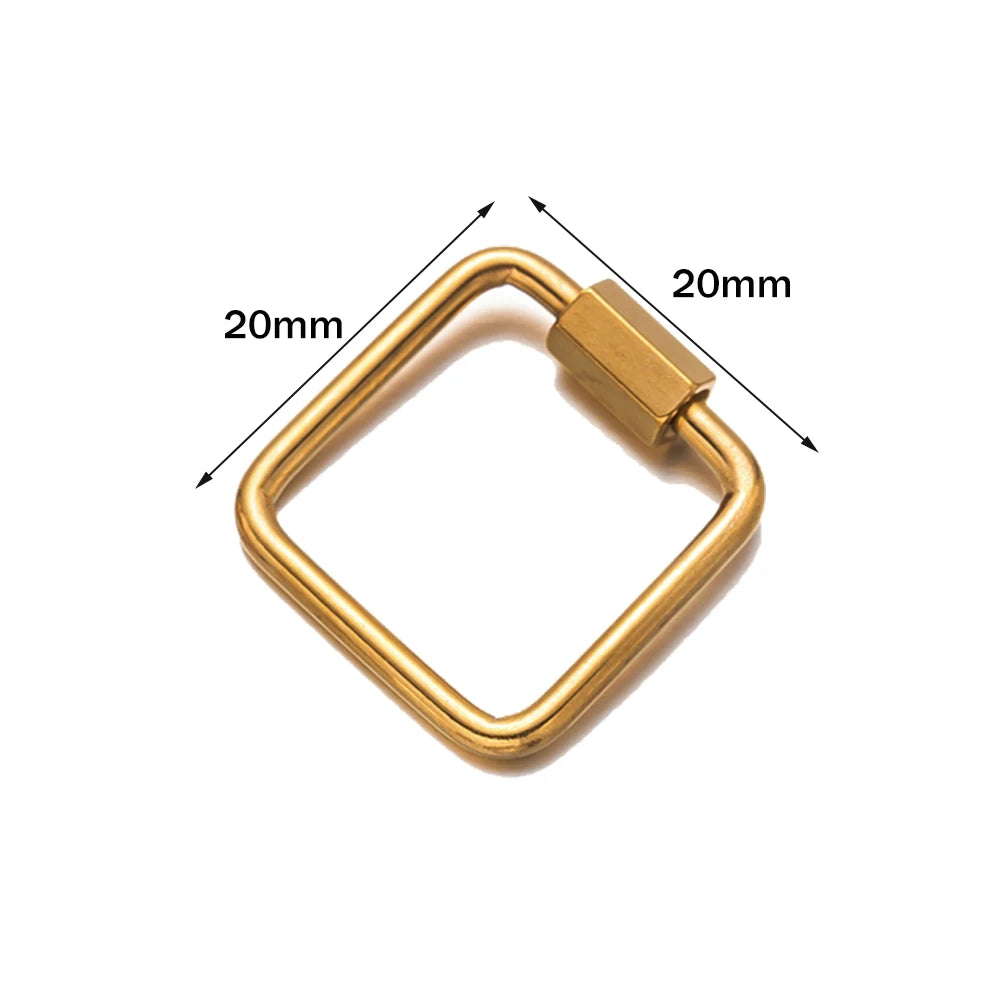 5pcs Stainless Steel Oval Star Buckle Carabiner Screw Lock Clasps For DIY Key ring