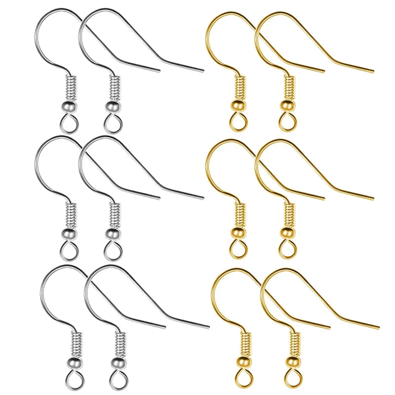 100/200pcs DIY Earring Clasps Hooks Stainless Steel Hypoallergenic for DIY jewlery