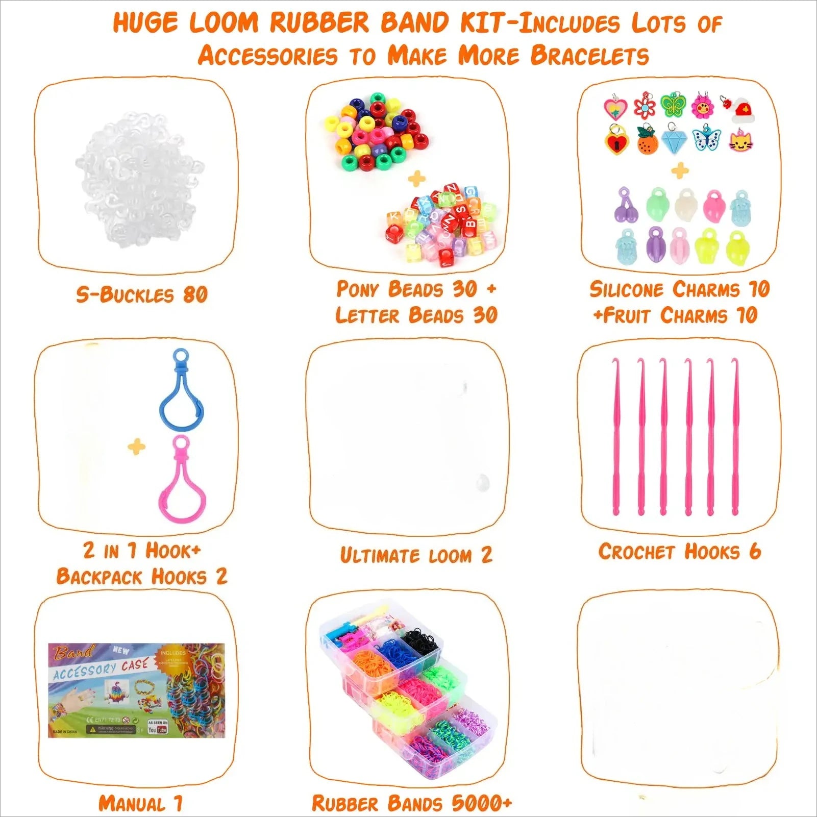 4500+ Rubber Band Bracelet Making Kit, Friendship Bracelets Making Kit Gifts