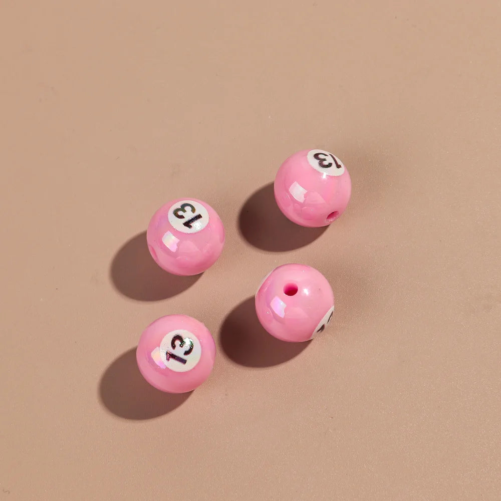 20pcs Iridescent Acrylic 16mm Round Digital Billiards Loose Bead for DIY Bracelet Necklace Keychain Jewelry Making Accessories