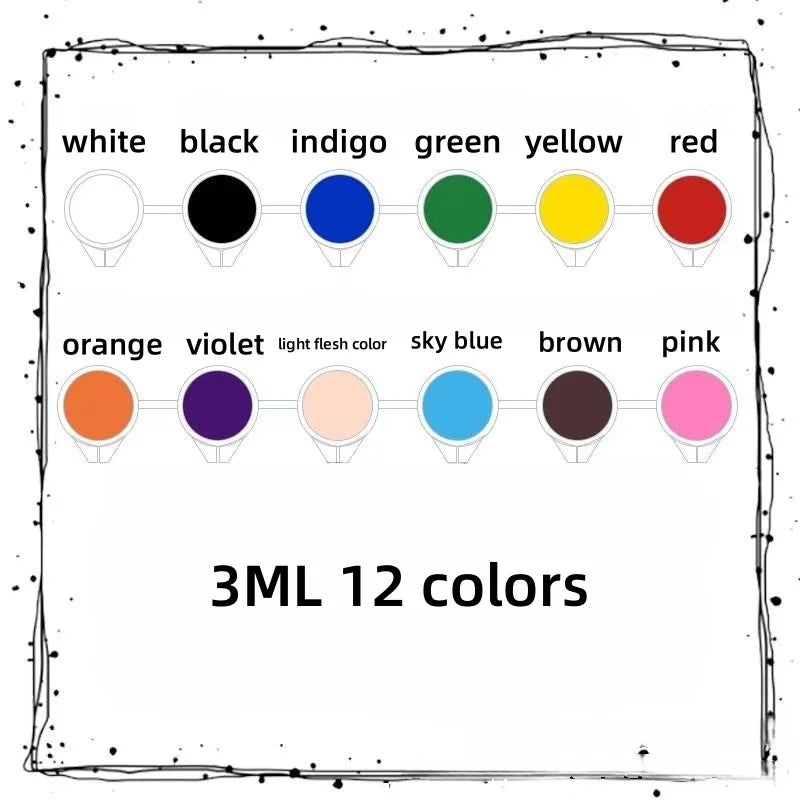 Acrylic Pigment for Student Art, Graffiti Painting, 12 Colors