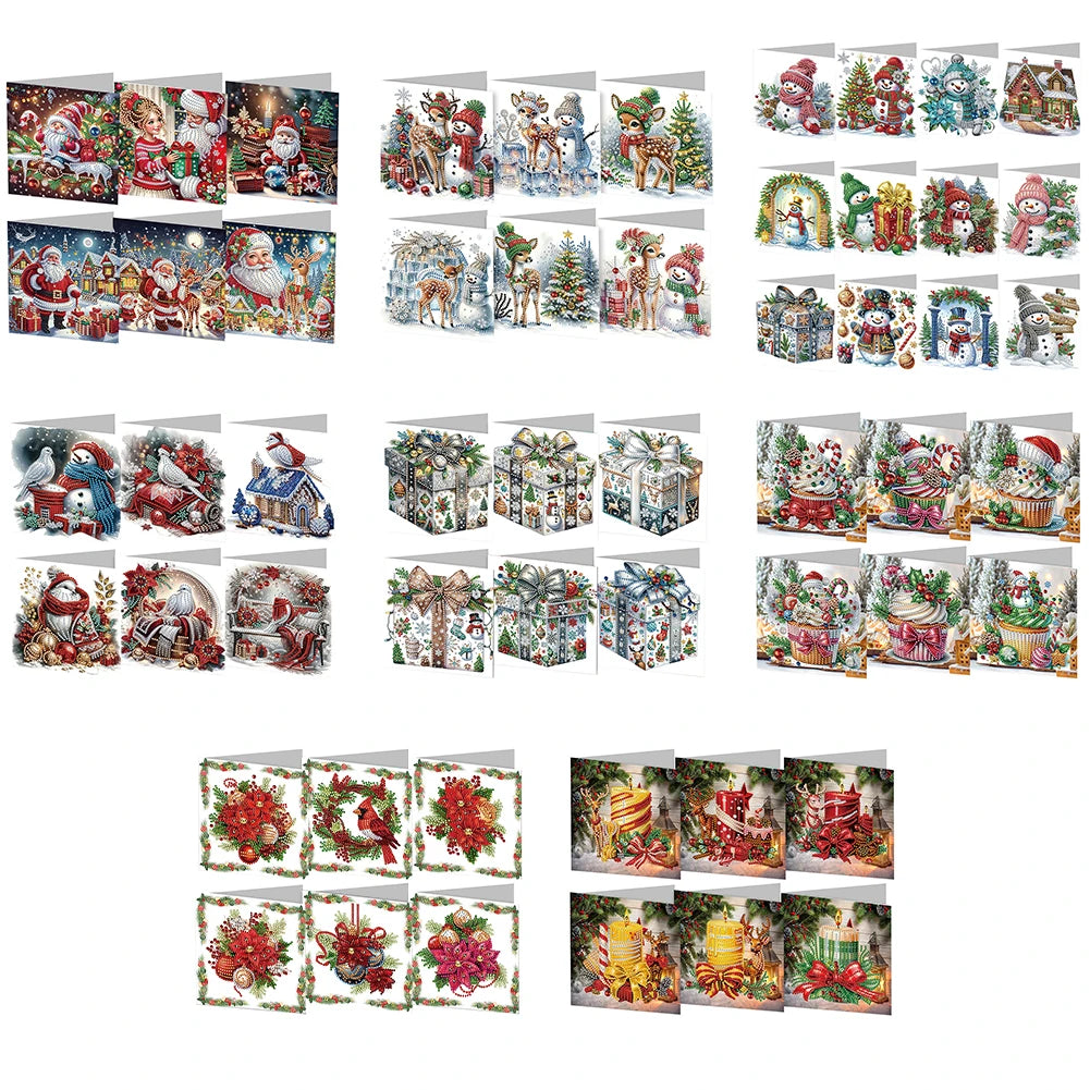 DIY Christmas Greeting Cards 12pc Diamond Painting Kits