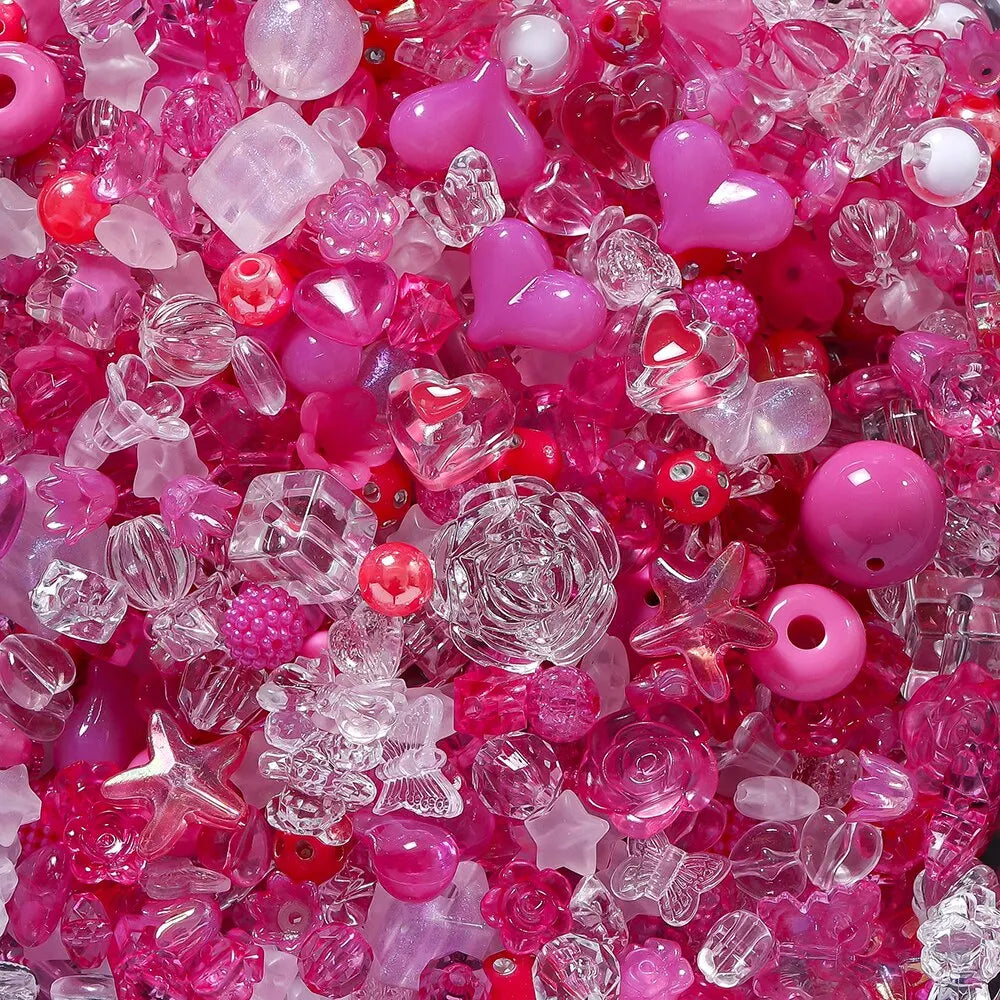 40g/lot Mixed style Flowers Heart Colorful Acrylic Beads