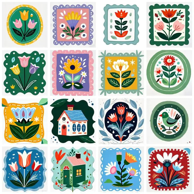 5D DIY Diamond Painting Cartoon Flowers Diamond Embroidery Handmade Wall Art Home Decor.