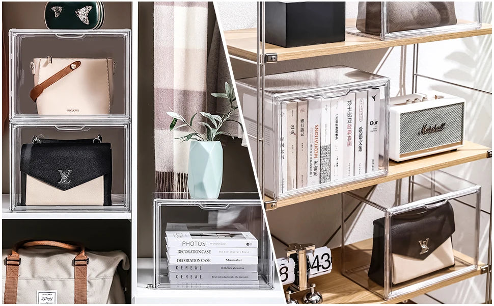 1pc/3pcs Clear Display Case Large Capacity Storage Box Organizer Toy Showcase