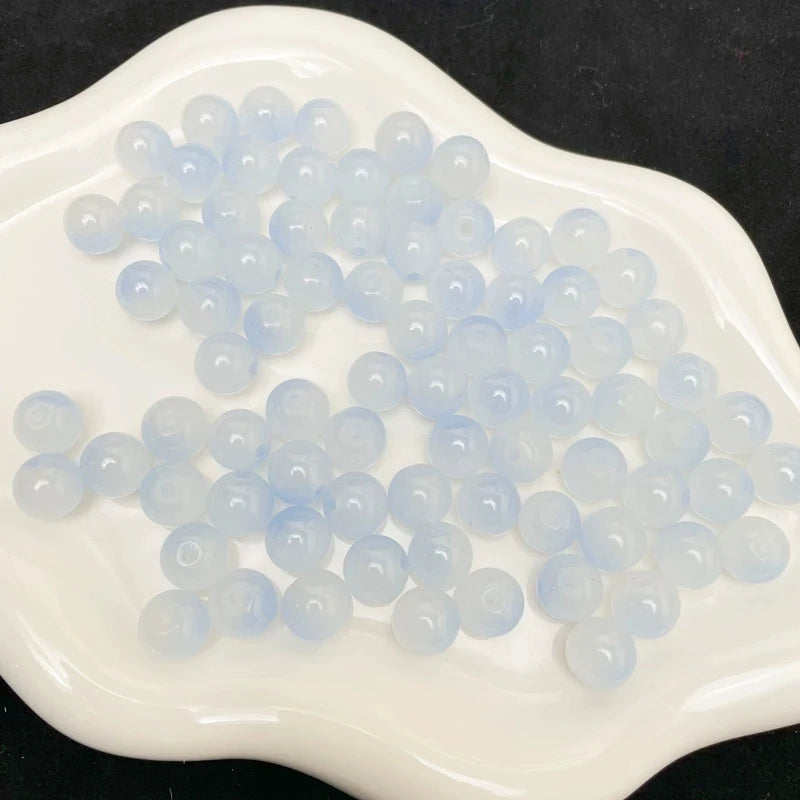 50pcs 8/10mm Dual Color Glass Round Loose Spacer Beads Jewelry Making