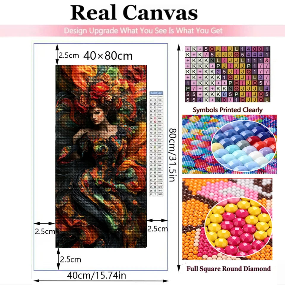 5D DIY Diamond Painting 2026 Full Diamond Mosaic Floral Goddess Artwork Diamond Embroidery Kit Rhinestone Home Decor Craft Gift