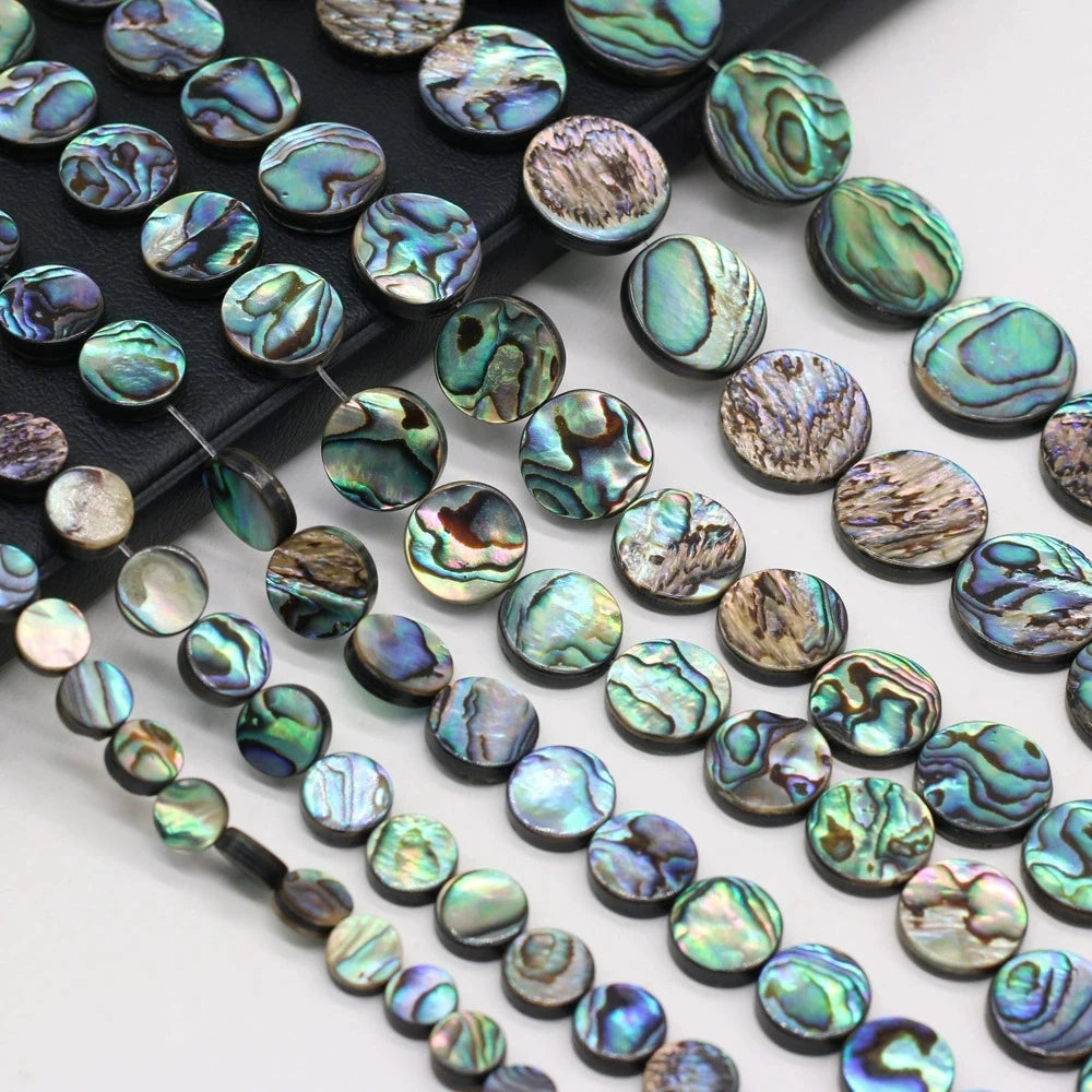 High Quality 5pcs Natural Shell Beads Coin Abalone Shell Loose Beads