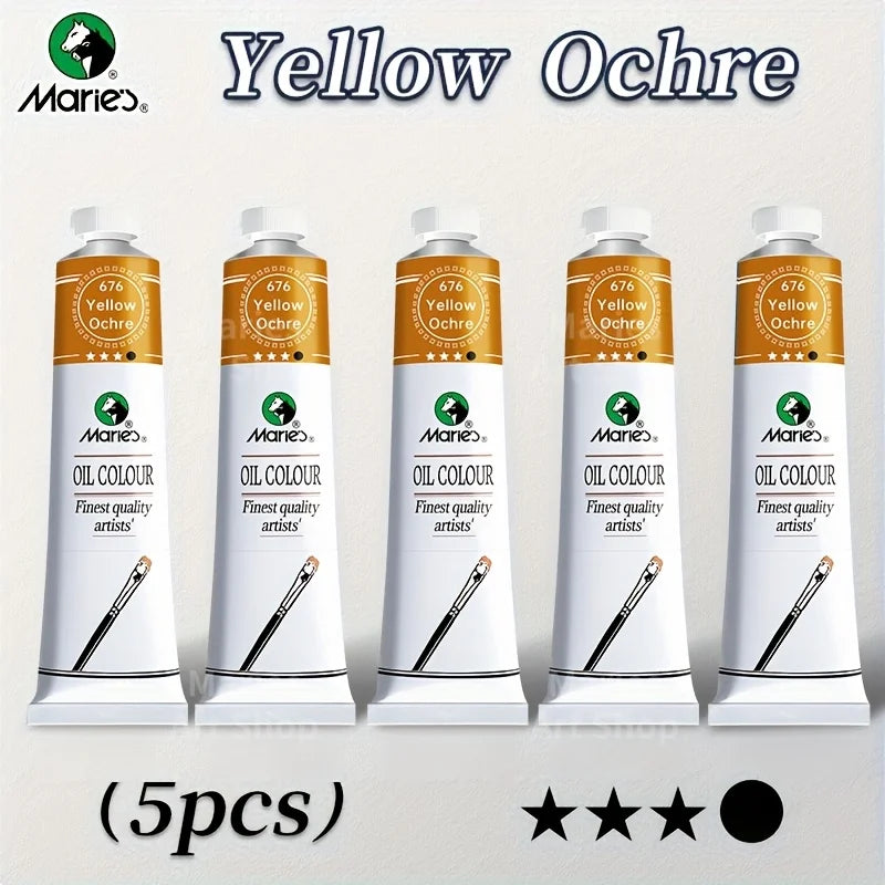 5pcs Marie's Oil Paints Set Vibrant Colors, Professional.