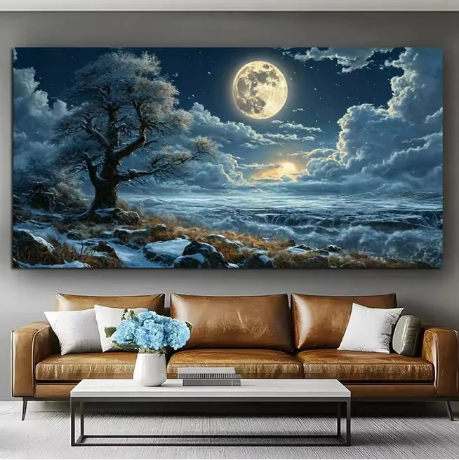 Moon Lake Scenery Large Size 5D DIY Diamond Painting Sea Trees Landscape Cross Stitch.