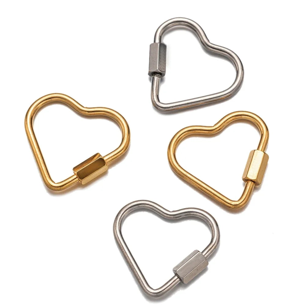 5pcs Stainless Steel Oval Star Buckle Carabiner Screw Lock Clasps For DIY Key ring