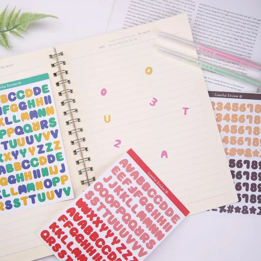 2400 Pieces Small Colorful Vinyl Letter Stickers 24 Sheets Self Adhesive Mini Alphabet Stickers 0.5 Inch Numbers Letters Labels