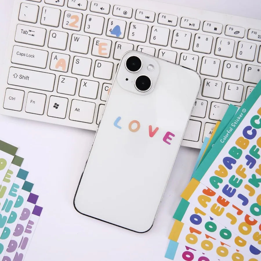 2400 Pieces Small Colorful Vinyl Letter Stickers 24 Sheets Self Adhesive Mini Alphabet Stickers 0.5 Inch Numbers Letters Labels