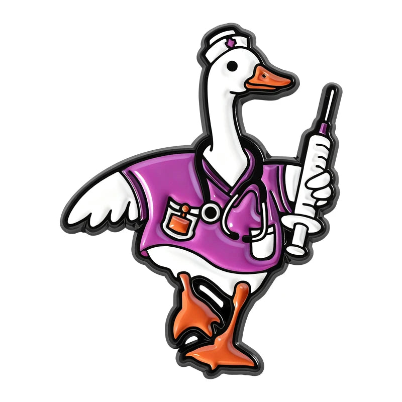 Medical Goose Brooch Enamel Pin Goose Doctor Stethoscope Syringe Silly X-Ray Goose Brooches Lapel Badge Jewelry Gift for Friends
