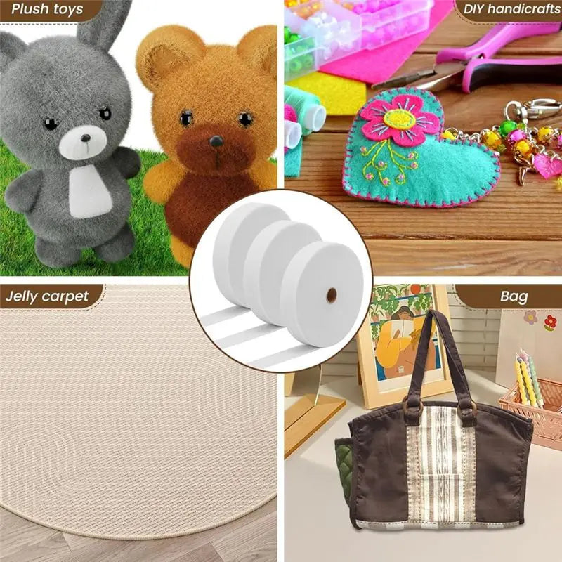 A60Z3 Rolls Jelly Roll Batting Strips For Rugs, With Fabric Tube Maker