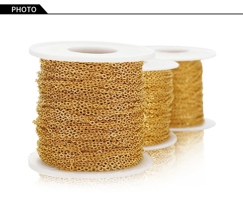 10 Meters Stainless Steel Chain,Gold&Steel Color Link for DIY Jewelry Making