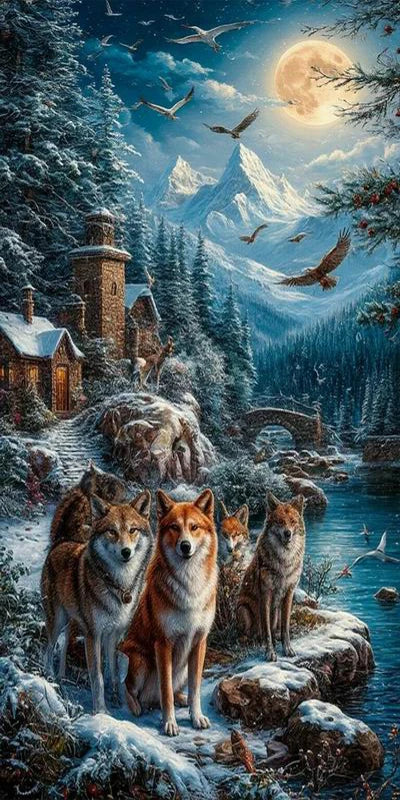 Snow Wolf Large Size Diy Diamond Arts Painting Kits New Collection