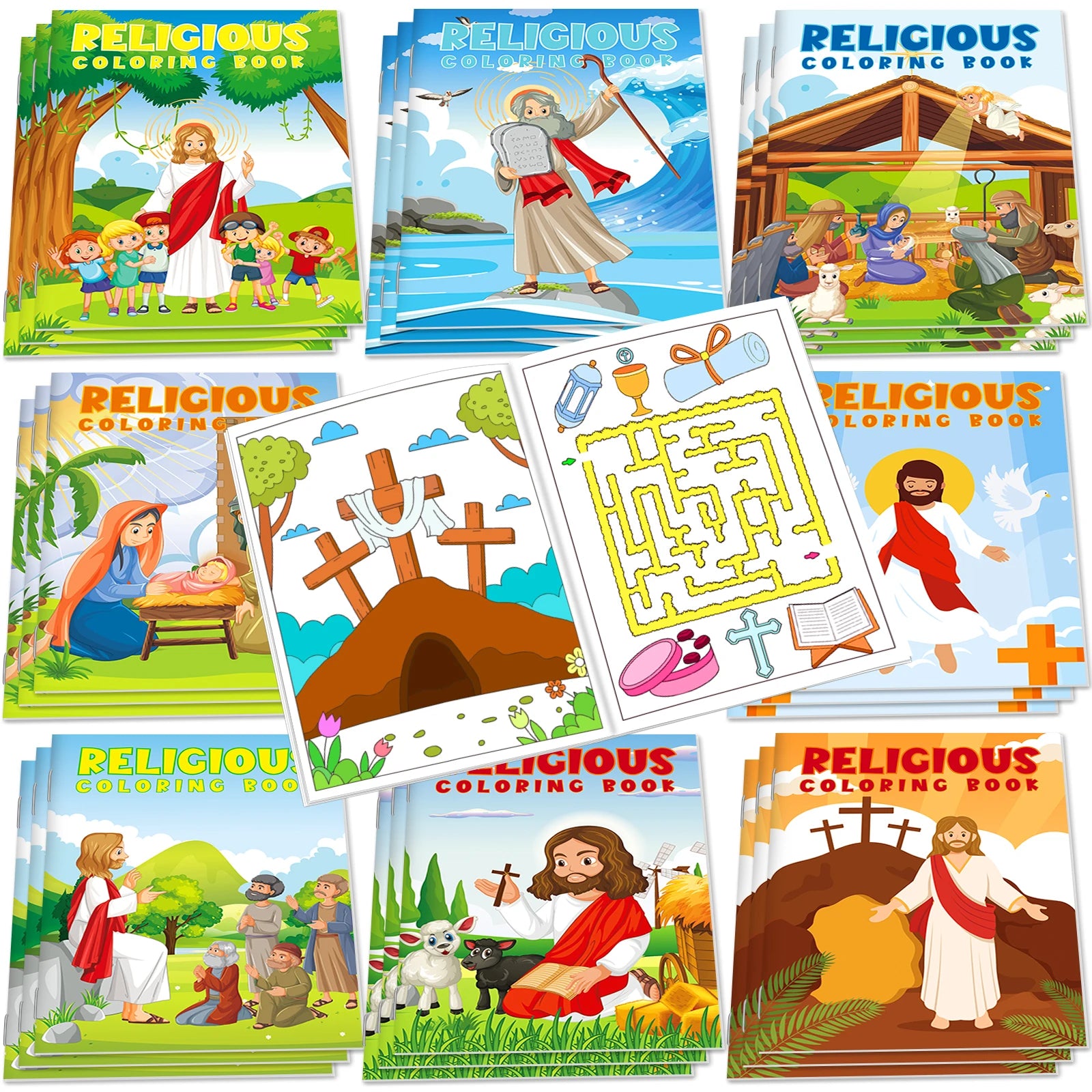 24Pcs Bible Coloring Books for Kids MiniColoring Books Girls Boys Church Sunday School