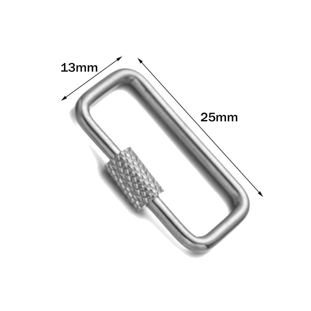 5pcs Stainless Steel Oval Star Buckle Carabiner Screw Lock Clasps For DIY Key ring
