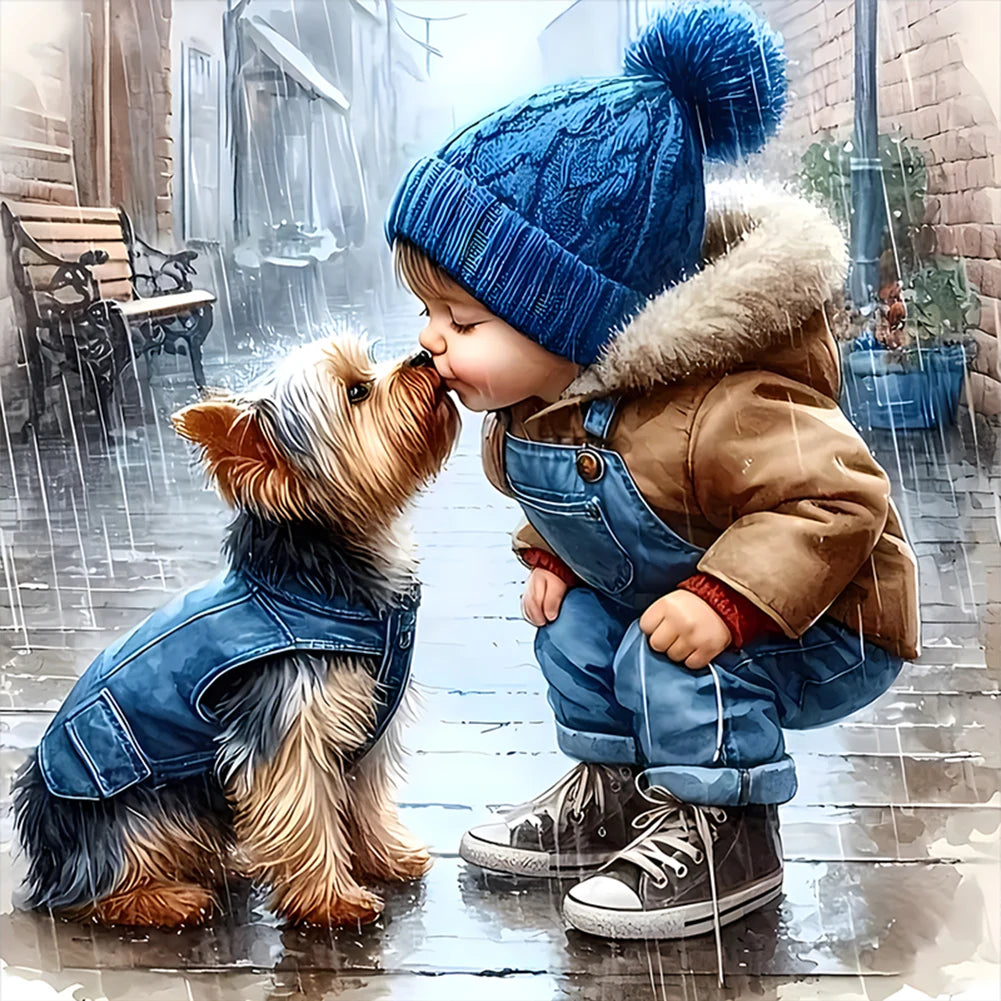 Full Embroidery ,Thread Printed Boy Cross Stitch Kit Art