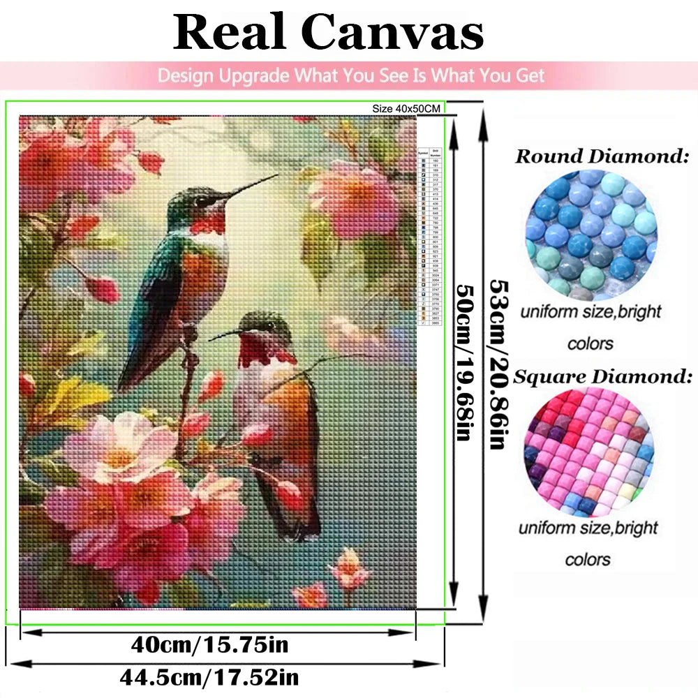 5D Diamond Painting Set Hummingbird Flower Bird Art Embroidery Home Wall Decoration Gifts.
