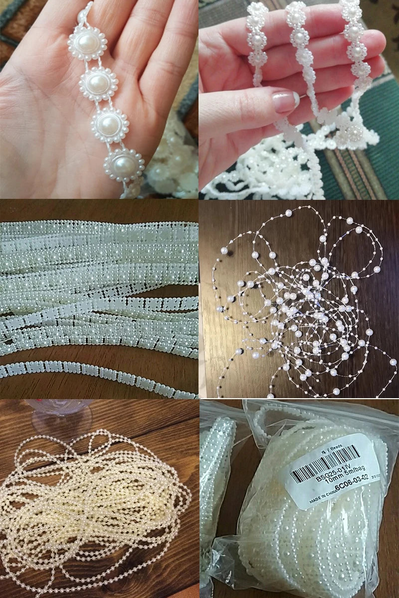 ABS Imitation Ivory Pearl Bead Chain Line Cord Thread Trim for DIY Wedding Party Decoration & Jewelry Findings Craft Accessories