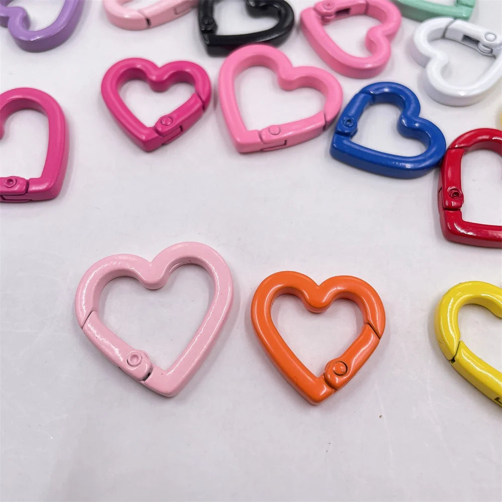 5pc 21/25mm Heart Key Ring Snap Clip Trigger Spring Buckle for DIY Jewelry Carabiner Keychain Chain Hook Make Accessory Material