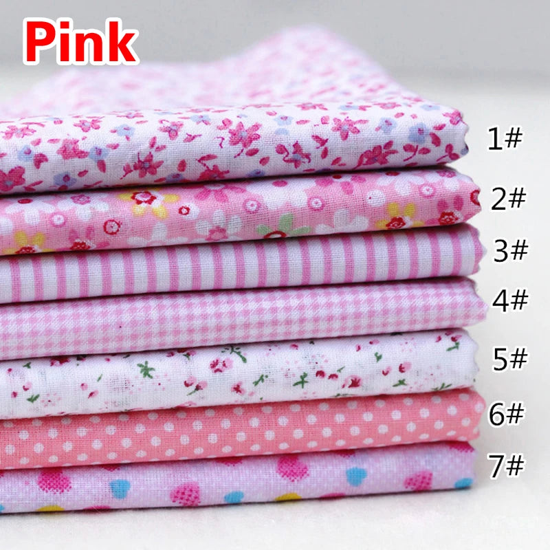 7pcs 25*25cm Square Crafts Cloth 100% Cotton Fabric Print Cloth