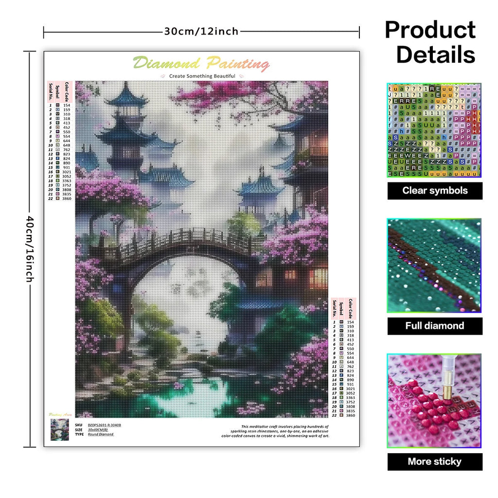 Diamond Painting Complete Kit Ancient Architecture, Mosaic Flower Wall Paintings.