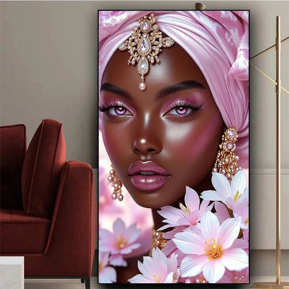 Beautiful African Woman Wearing Colored Headscarf DIY Diamond Painting New 2026.